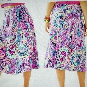 Lilly Pulitzer Pink and Purple A-Line Midi Skirt for Resort